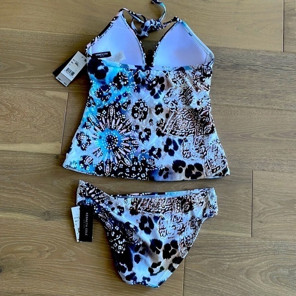 NWT Kenneth Cole Across the Atlantic Push Up Swim Tankini Swimsuit - S - Picture 4 of 4